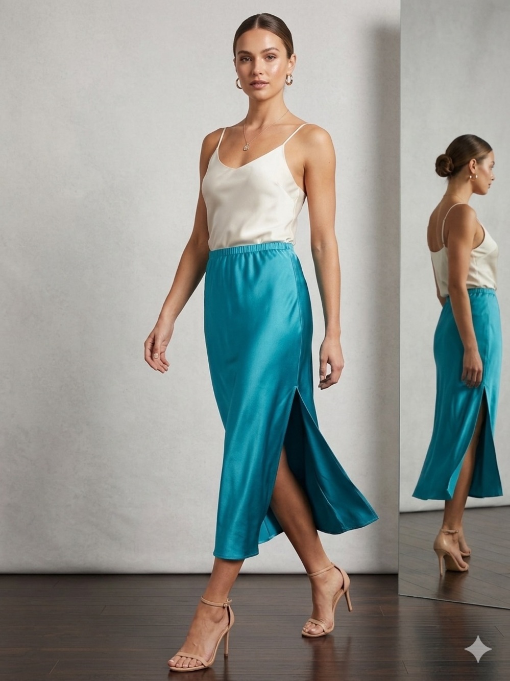 NWT Club Monaco Preppy Linen Blend Mermaid Teal Maxi Skirt Size 0